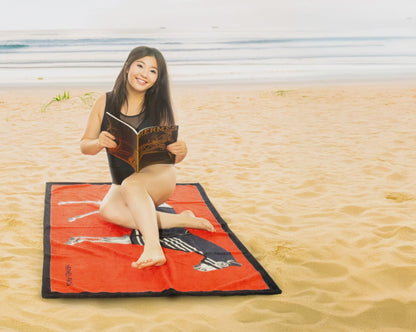 Hermes Beach Towel - Robacar a Cheval Black Red - Cotton NWCTS 2403301652