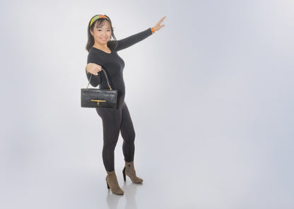 Hermes Bag Pallonnier Clutch Bag – Black Porosus Crocodile - Excellent Vintage Condition - Rare!