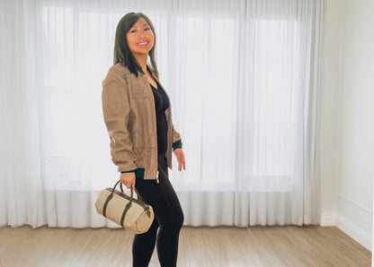 Hermes Polochon Bag 30cm - Canvas Natural/ Leather New