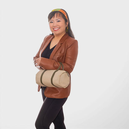 Hermes Polochon Bag 30cm - Canvas Natural/ Leather New