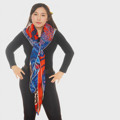 Hermès Shawl The Three Graces - CS140 - Rouge Bleu Marron - NWST - 2604131912