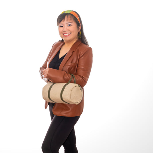 Hermes Polochon Bag 30cm - Canvas Natural/ Leather New